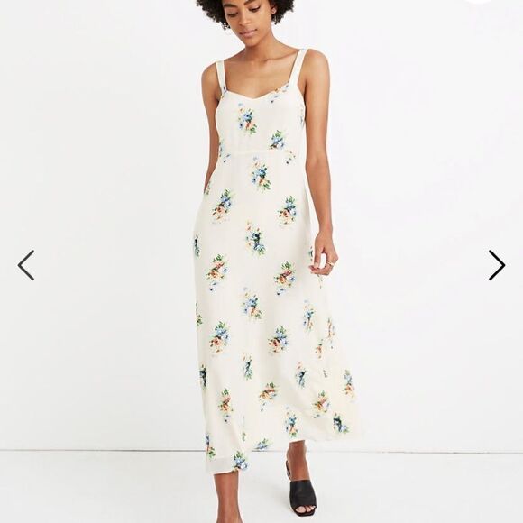 NWOT Madewell Silk Wide-Strap Midi Dress in Classic Corsage - Picture 1 of 7